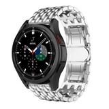 Strap-it® Samsung Galaxy Watch 4 Classic 42mm stalen draak bandje (zilver)