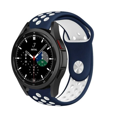 Strap-it® Strap-it Samsung Galaxy Watch 4 Classic 42mm sport band (blauw/wit)