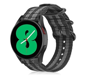 Strap-it® Samsung Galaxy Watch 4 - 40mm nylon gesp band (zwart/grijs)