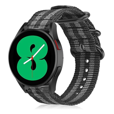 Strap-it® Strap-it Samsung Galaxy Watch 4 - 40mm nylon gesp band (zwart/grijs) Strap-it® Strap-it Samsung Galaxy Watch 4 - 40mm nylon gesp band (zwart/grijs)