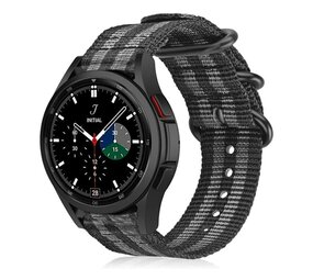 Strap-it® Samsung Galaxy Watch 4 Classic 42mm nylon gesp band (zwart/grijs)
