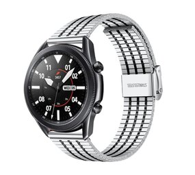 Strap-it® Samsung Galaxy Watch 3 45mm roestvrij stalen band (zilver/zwart) Strap-it® Samsung Galaxy Watch 3 45mm roestvrij stalen band (zilver/zwart)