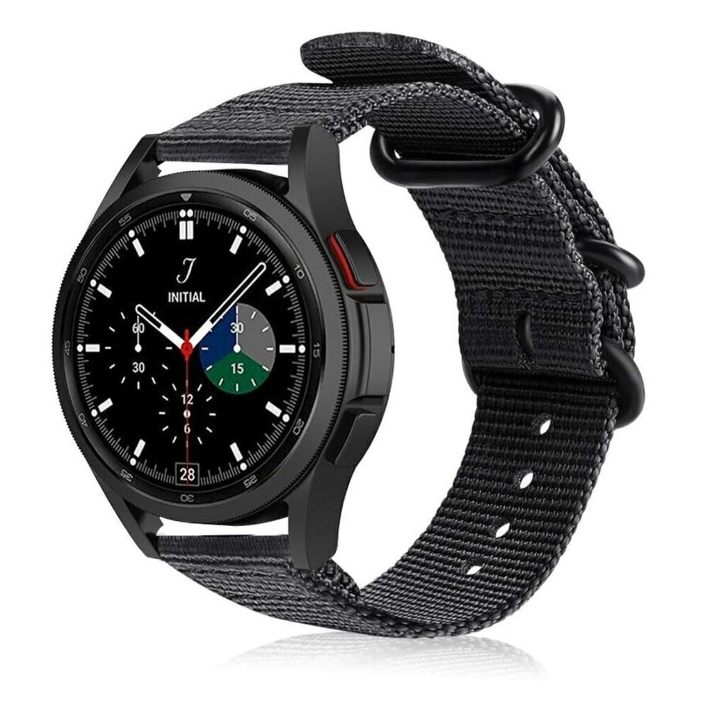 Strap-it® Strap-it Samsung Galaxy Watch 4 Classic 42mm nylon gesp band (zwart) Strap-it® Strap-it Samsung Galaxy Watch 4 Classic 42mm nylon gesp band (zwart)
