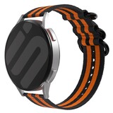 Strap-it® Samsung Galaxy Watch 4 Classic 42mm nylon gesp band (zwart/oranje)