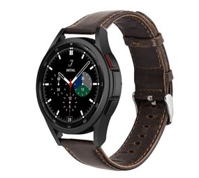 Strap-it® Samsung Galaxy Watch 4 Classic 42mm leren bandje (donkerbruin)