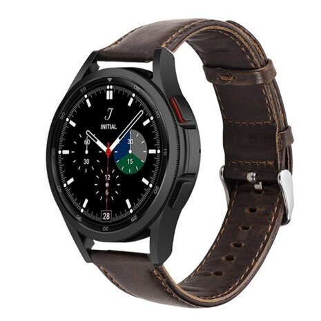 Strap-it® Strap-it Samsung Galaxy Watch 4 Classic 42mm leren bandje (donkerbruin)