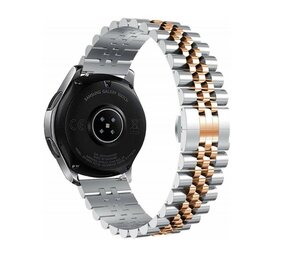 Strap-it® Samsung Galaxy Watch 3 45mm Jubilee stalen band (zilver/rosé goud)