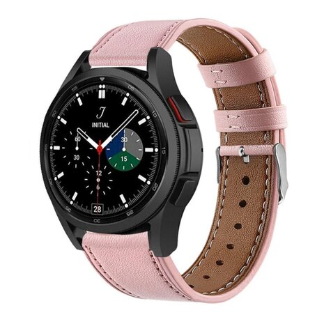 Strap-it® Strap-it Samsung Galaxy Watch 4 Classic 46mm leren bandje (roze)