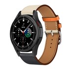 Strap-it® Strap-it Samsung Galaxy Watch 4 Classic 42mm leren bandje (wit/donkerblauw)