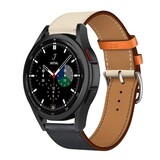 Strap-it® Samsung Galaxy Watch 4 Classic 42mm leren bandje (wit/donkerblauw)