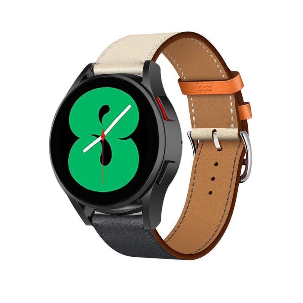 Strap-it® Strap-it Samsung Galaxy Watch 4 - 40mm leren bandje (wit/donkerblauw) Strap-it® Strap-it Samsung Galaxy Watch 4 - 40mm leren bandje (wit/donkerblauw)