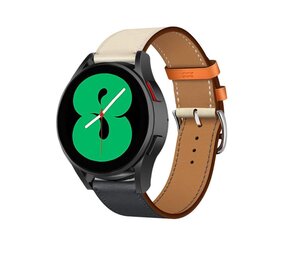 Strap-it® Samsung Galaxy Watch 4 - 40mm leren bandje (wit/donkerblauw) Strap-it® Samsung Galaxy Watch 4 - 40mm leren bandje (wit/donkerblauw)