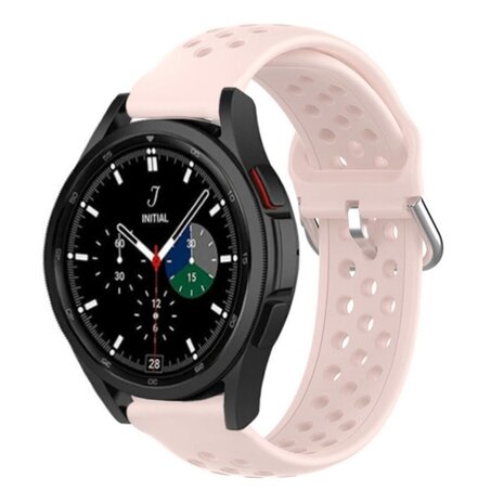 Strap-it® Strap-it Samsung Galaxy Watch 4 Classic 42mm siliconen bandje met gaatjes (roze)