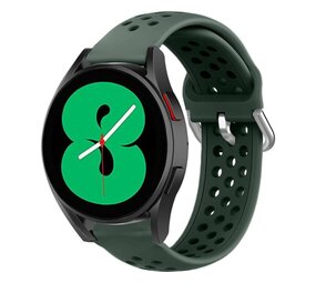 Strap-it® Samsung Galaxy Watch 4 - 40mm siliconen bandje met gaatjes (legergroen)