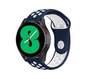 Strap-it® Samsung Galaxy Watch 4 - 44mm sport band (blauw/wit)