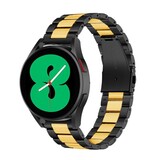 Strap-it® Samsung Galaxy Watch 4 - 44mm stalen band (zwart/goud)