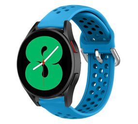 Strap-it® Samsung Galaxy Watch 4 - 40mm siliconen bandje met gaatjes (lichtblauw)