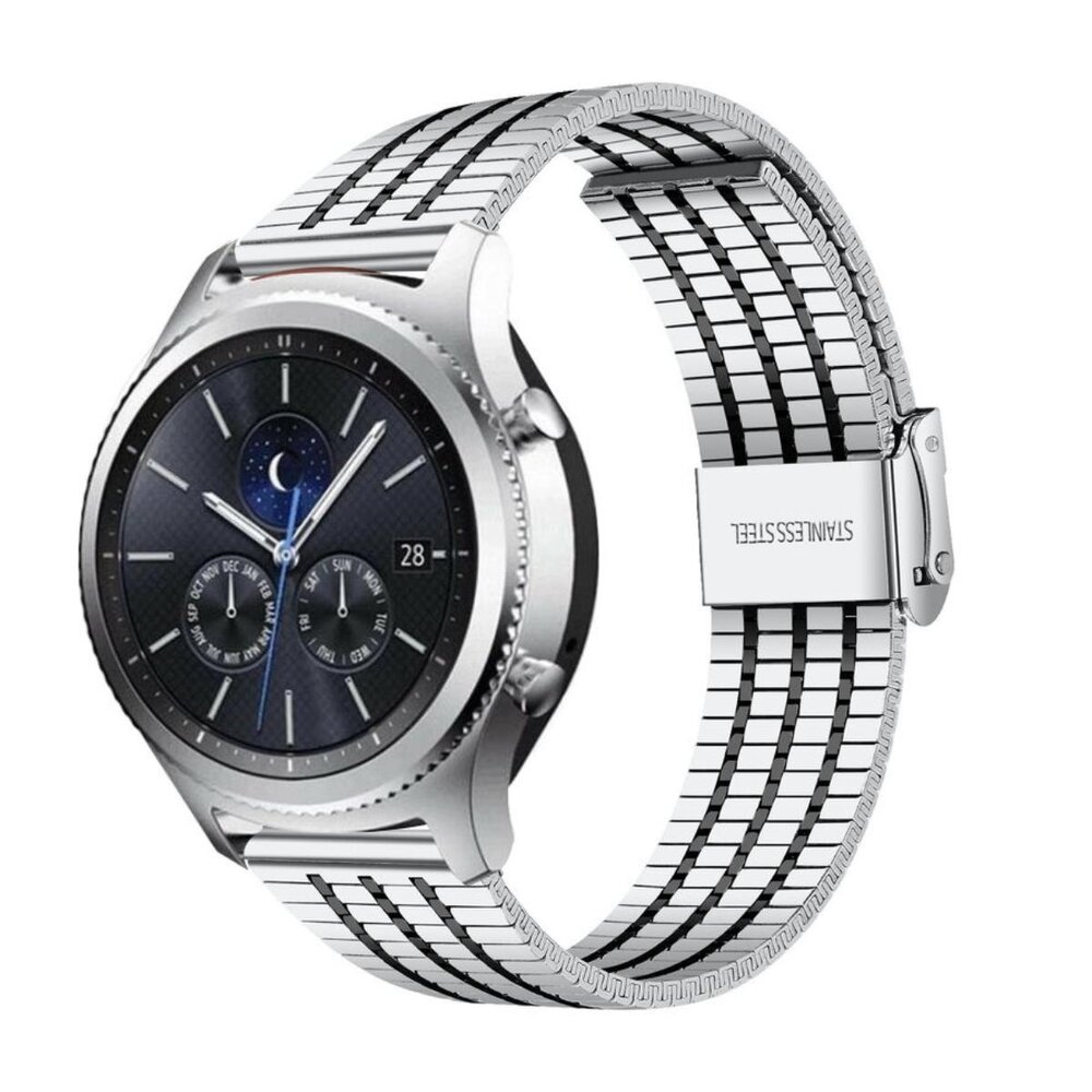 Strap-it® Strap-it Samsung Gear S3 roestvrij stalen band (zilver/zwart) Strap-it® Strap-it Samsung Gear S3 roestvrij stalen band (zilver/zwart)