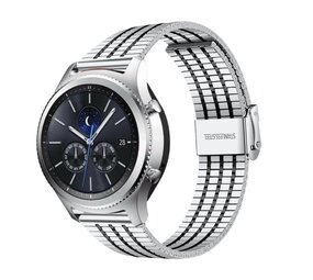 Strap-it® Samsung Gear S3 roestvrij stalen band (zilver/zwart) Strap-it® Samsung Gear S3 roestvrij stalen band (zilver/zwart)