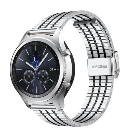 Strap-it® Strap-it Samsung Gear S3 roestvrij stalen band (zilver/zwart) Strap-it® Strap-it Samsung Gear S3 roestvrij stalen band (zilver/zwart)