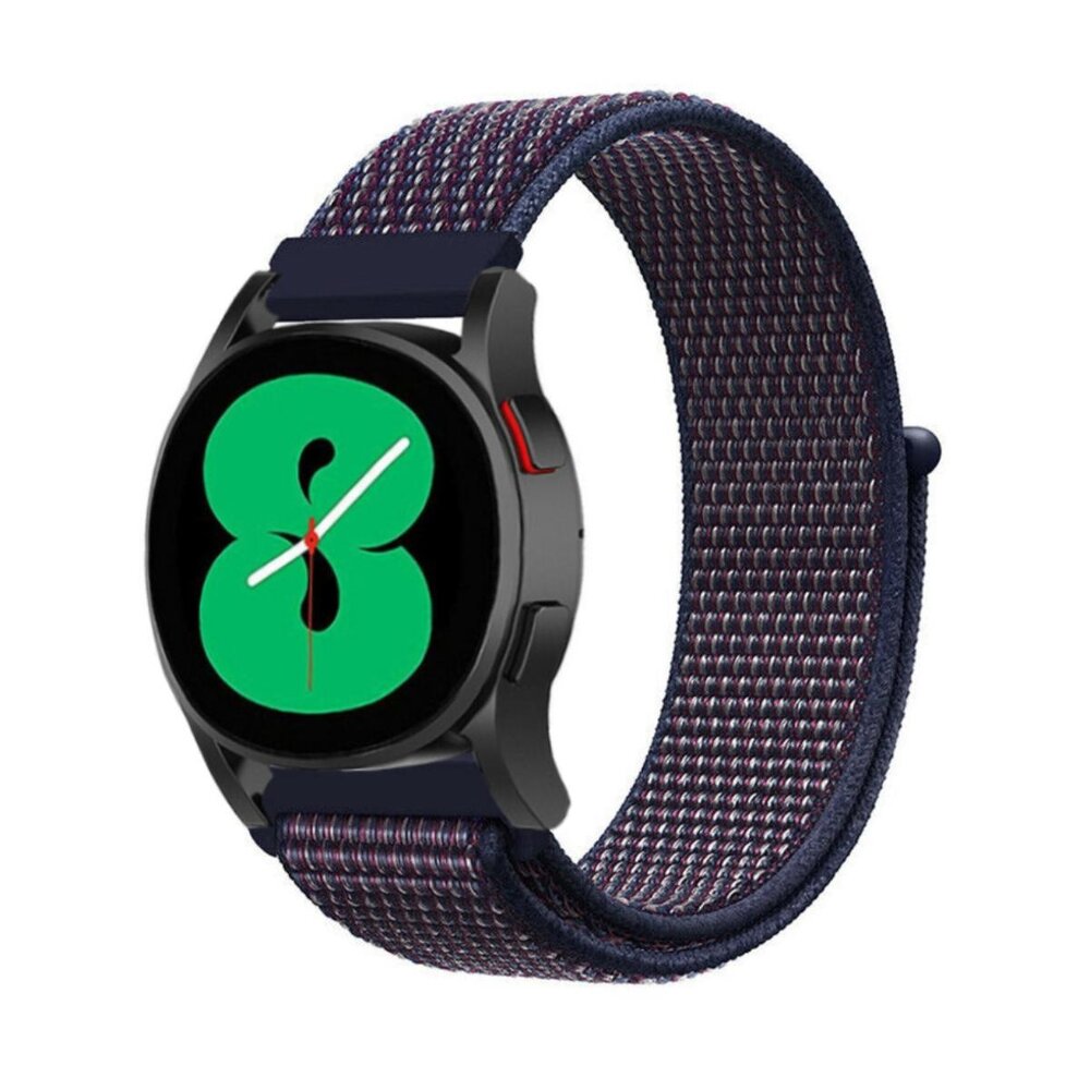 Strap-it® Strap-it Samsung Galaxy Watch 4 - 44mm nylon band (paars/blauw) Strap-it® Strap-it Samsung Galaxy Watch 4 - 44mm nylon band (paars/blauw)