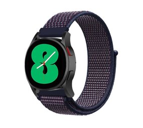 Strap-it® Samsung Galaxy Watch 4 - 44mm nylon band (paars/blauw) Strap-it® Samsung Galaxy Watch 4 - 44mm nylon band (paars/blauw)