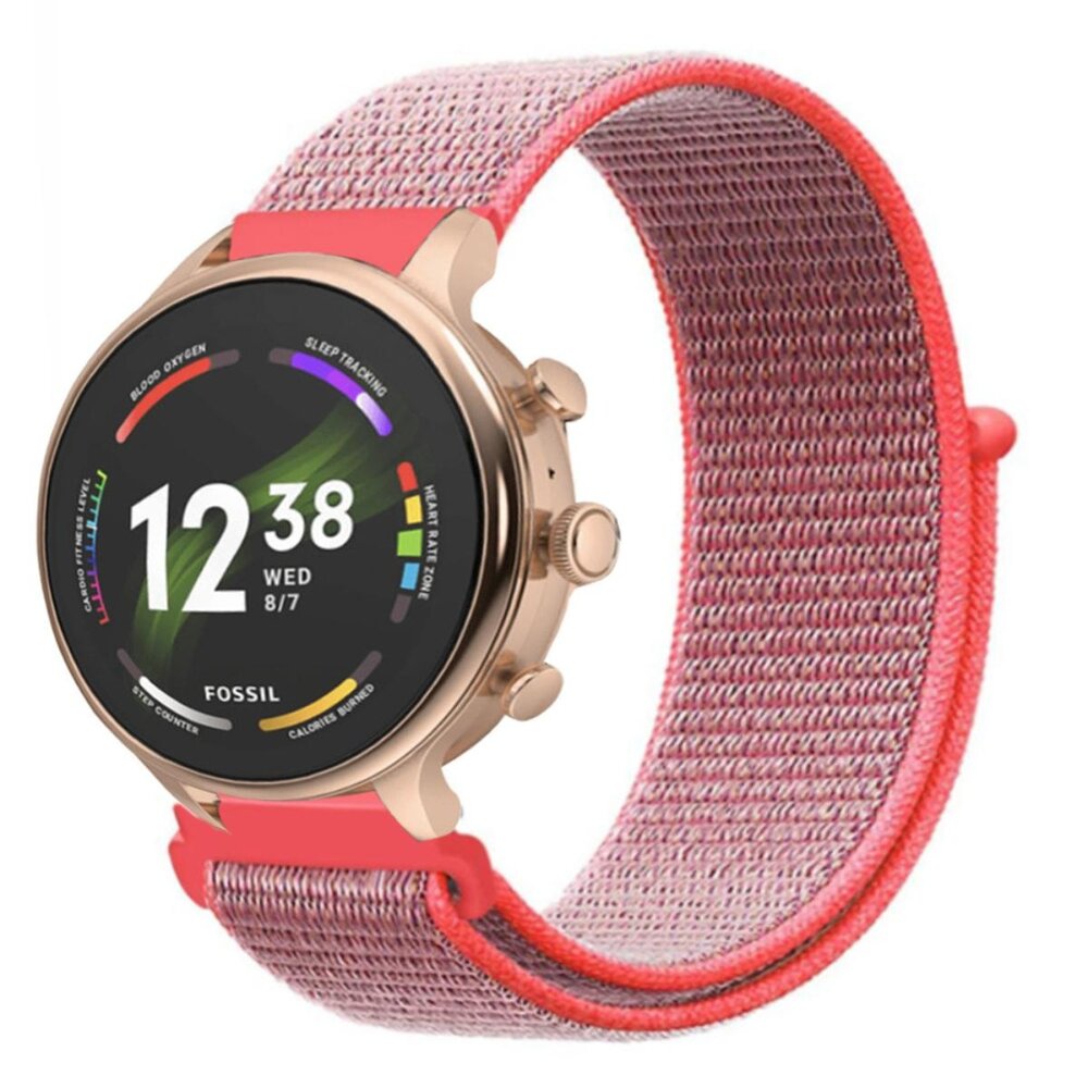 Strap-it® Strap-it Fossil Gen 6 (42mm) nylon band (roze/rood)