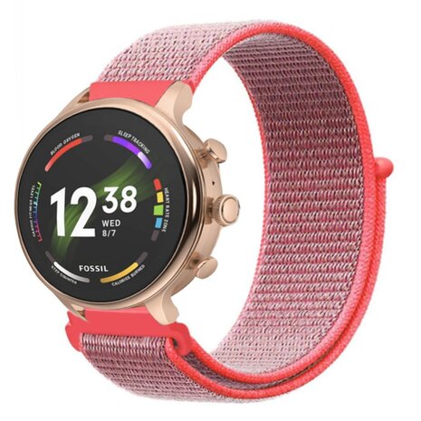 Strap-it® Strap-it Fossil Gen 6 (42mm) nylon band (roze/rood)