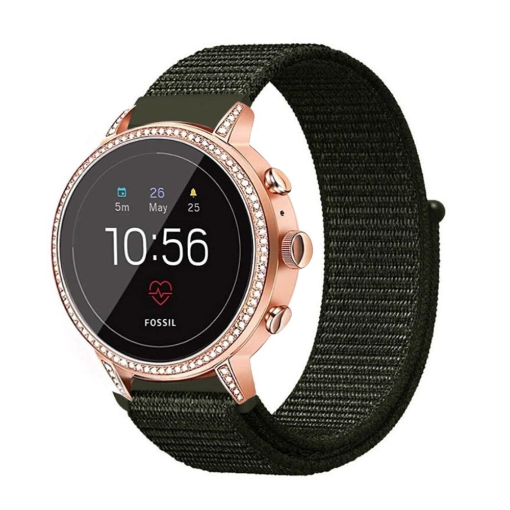 Strap-it® Strap-it Fossil Gen 5e - 42mm nylon band (donkergroen) Strap-it® Strap-it Fossil Gen 5e - 42mm nylon band (donkergroen)