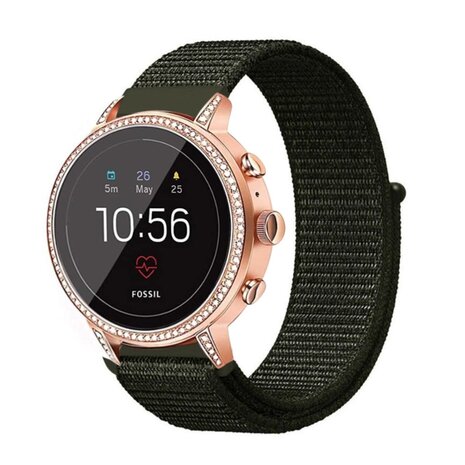 Strap-it® Strap-it Fossil Gen 5e - 42mm nylon band (donkergroen) Strap-it® Strap-it Fossil Gen 5e - 42mm nylon band (donkergroen)