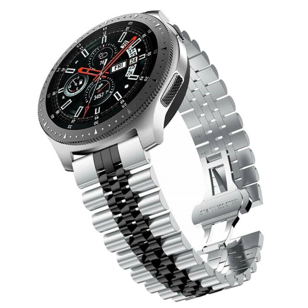 Strap-it® Strap-it Samsung Galaxy Watch Active Jubilee stalen band (zilver/zwart)