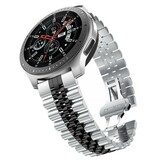 Strap-it® Samsung Galaxy Watch 3 41mm Jubilee stalen band (zilver/zwart)