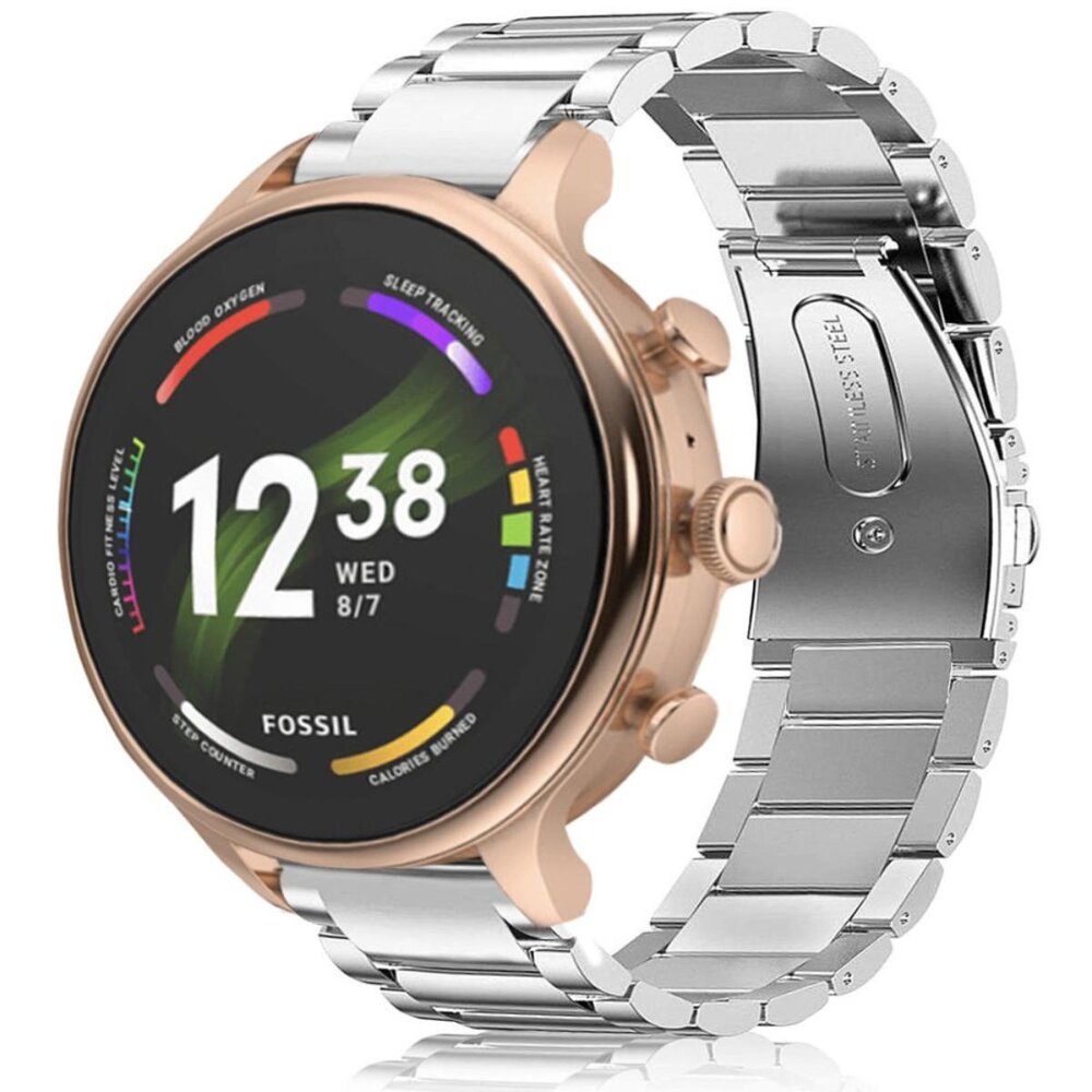 Strap-it® Strap-it Fossil Gen 6 (42mm) stalen band (zilver)