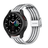 Strap-it® Samsung Galaxy Watch 4 Classic 42mm roestvrij stalen band (zilver/zwart)