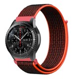 Strap-it® Samsung Galaxy Watch 45mm / 46mm nylon band (zwart/oranje)