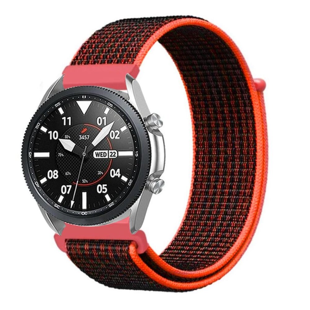 Strap-it® Strap-it Samsung Galaxy Watch 3 - 45mm nylon band (zwart/oranje) Strap-it® Strap-it Samsung Galaxy Watch 3 - 45mm nylon band (zwart/oranje)