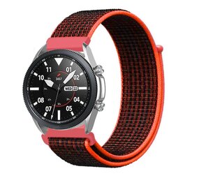 Strap-it® Samsung Galaxy Watch 3 - 45mm nylon band (zwart/oranje)