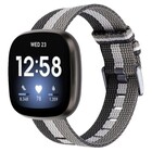 Strap-it® Strap-it Fitbit Versa 3 geweven nylon gesp band (zwart-wit-grijs)