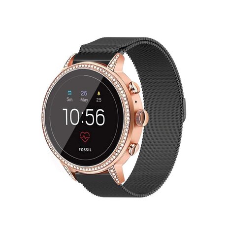 Strap-it® Strap-it Fossil Gen 5e - 42mm Milanese band (zwart)