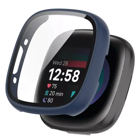 Strap-it® Strap-it Fitbit Versa 4 / Sense 2 hard case met glas (blauw)