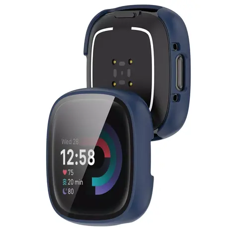 Strap-it® Strap-it Fitbit Versa 4 / Sense 2 hard case met glas (blauw)