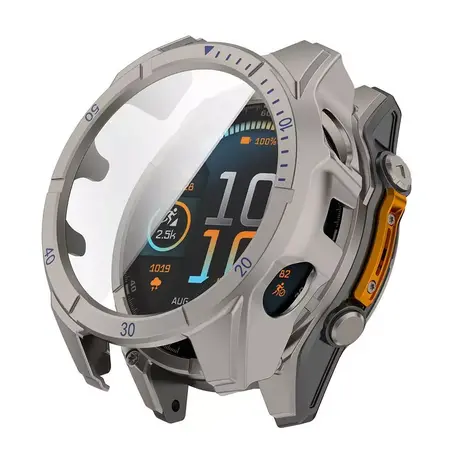 Strap-it® Strap-it Garmin Fenix 8 - 47mm AMOLED hard case met glas (titanium/blauw)