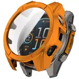 Strap-it® Garmin Fenix 8 - 47mm SOLAR hard case met glas (oranje/groen)