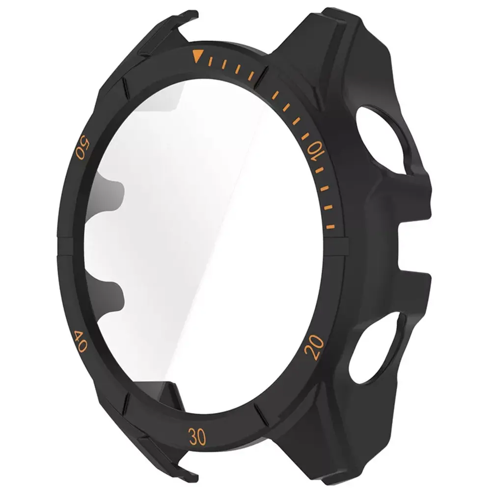 Strap-it® Strap-it Garmin Fenix 8 - 47mm SOLAR hard case met glas (zwart/oranje)