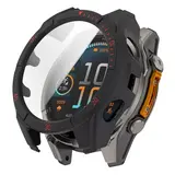 Strap-it® Garmin Fenix 8 - 47mm SOLAR hard case met glas (zwart/rood)
