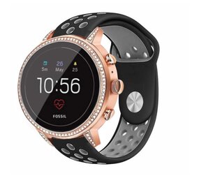 Strap-it® Fossil Gen 5e - 42mm sport band - zwart/grijs