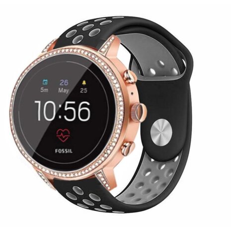 Strap-it® Strap-it Fossil Gen 5e - 42mm sport band - zwart/grijs