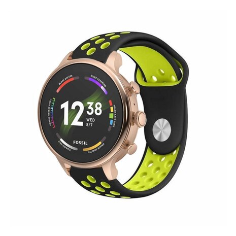 Strap-it® Strap-it Fossil Gen 6 (42mm) sport band (zwart/geel)