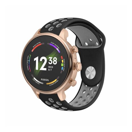 Strap-it® Strap-it Fossil Gen 6 (42mm) sport band (zwart/grijs)
