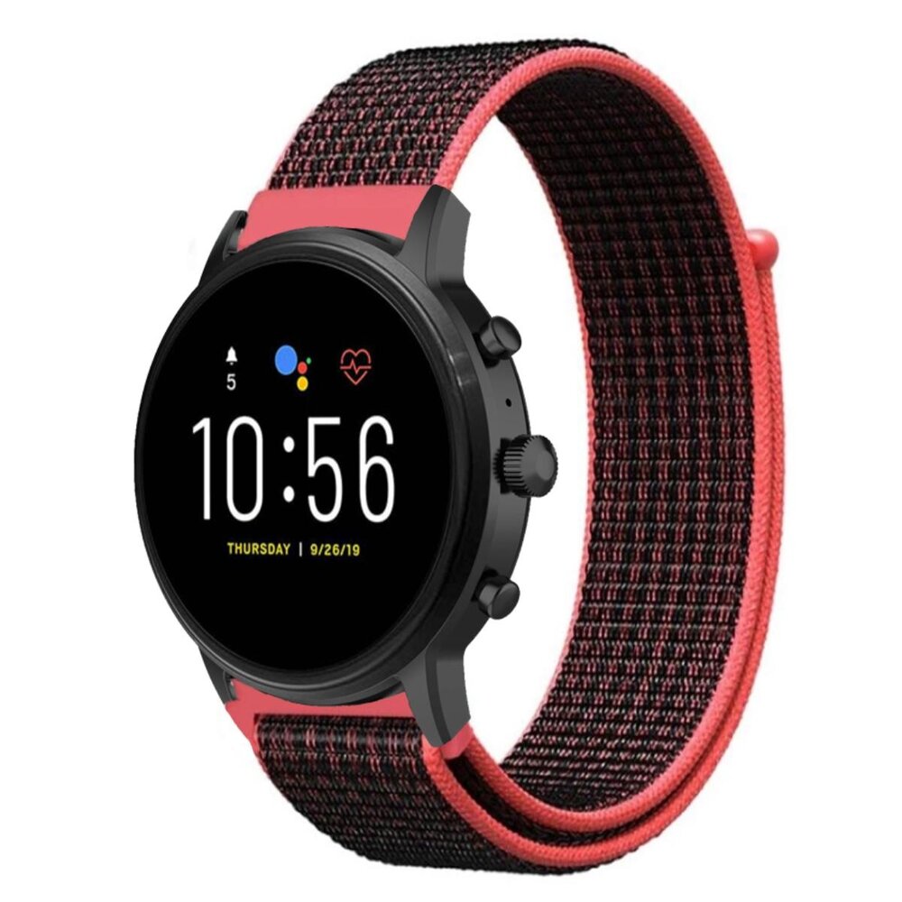 Strap-it® Strap-it Fossil Gen 5 nylon band (zwart/koraal)